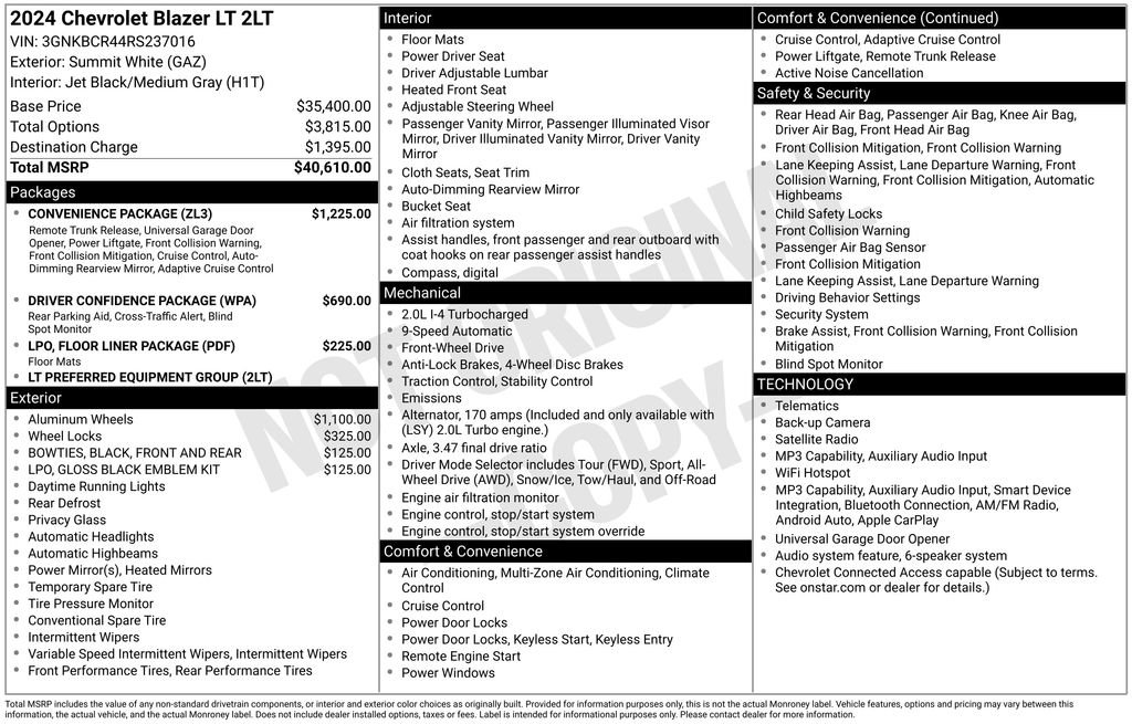 Used 2024 Chevrolet Blazer LT w/ Convenience Package FWD image 31