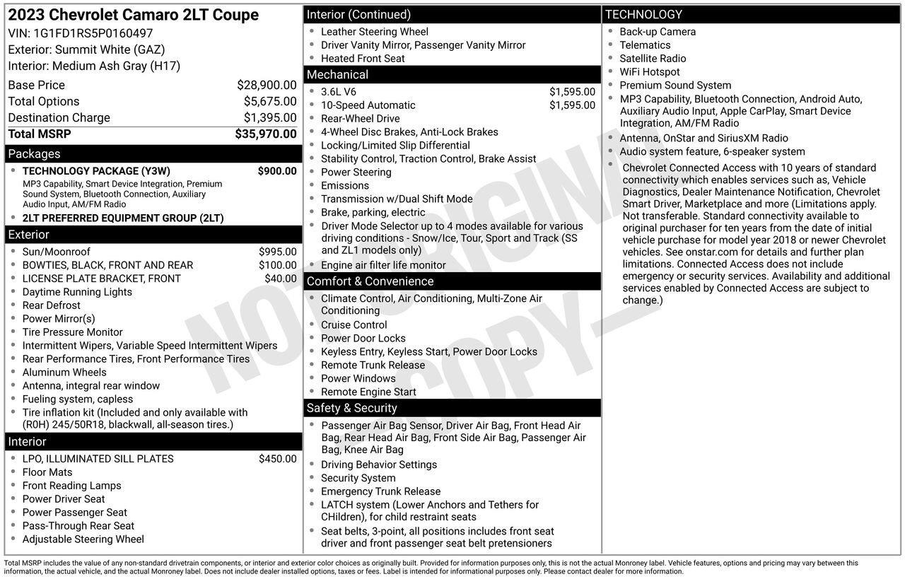 Used 2023 Chevrolet Camaro LT w/ Technology Package RWD image 29