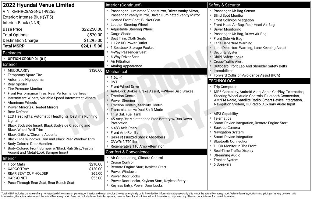 Used 2022 Hyundai Venue Limited FWD image 3