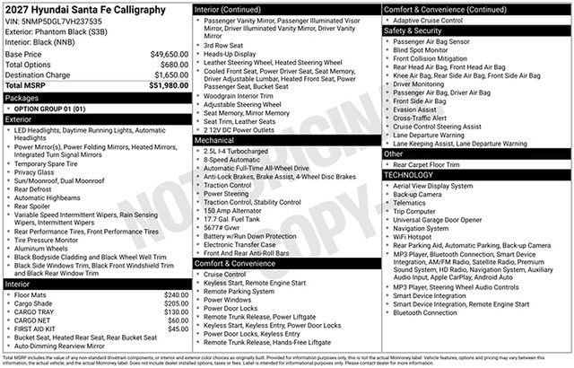 New 2027 Hyundai Santa Fe Calligraphy AWD/4WD image 5