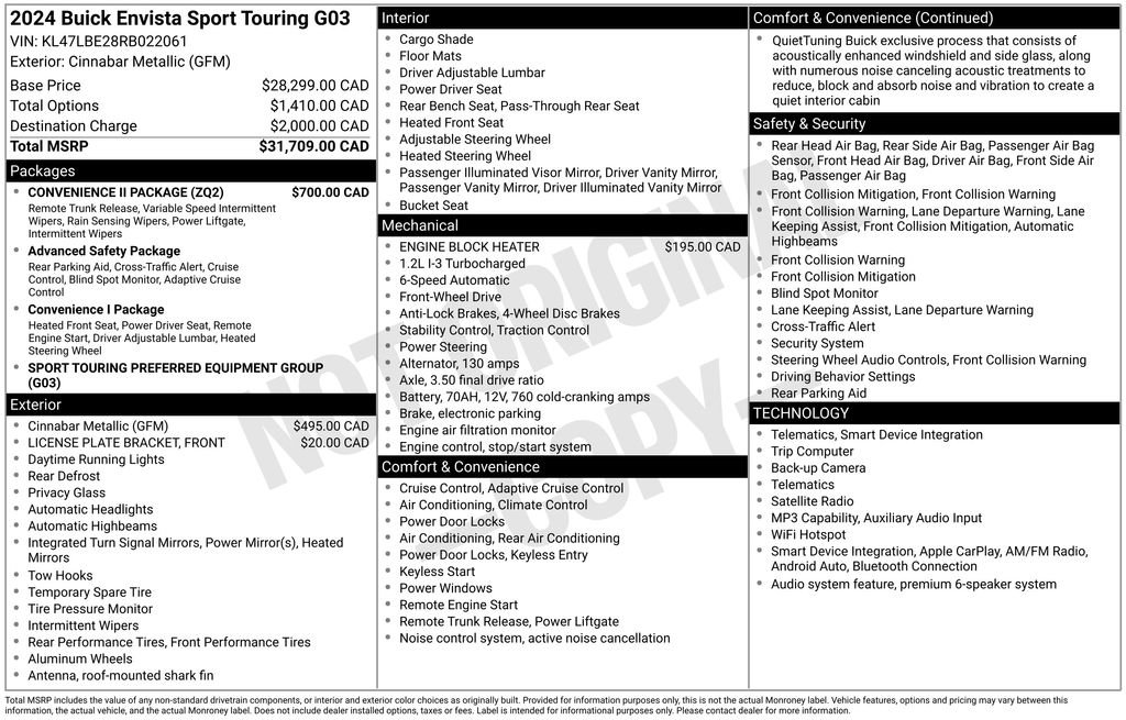 Used 2024 Buick Envista Sport Touring w/ Convenience II Package FWD image 24