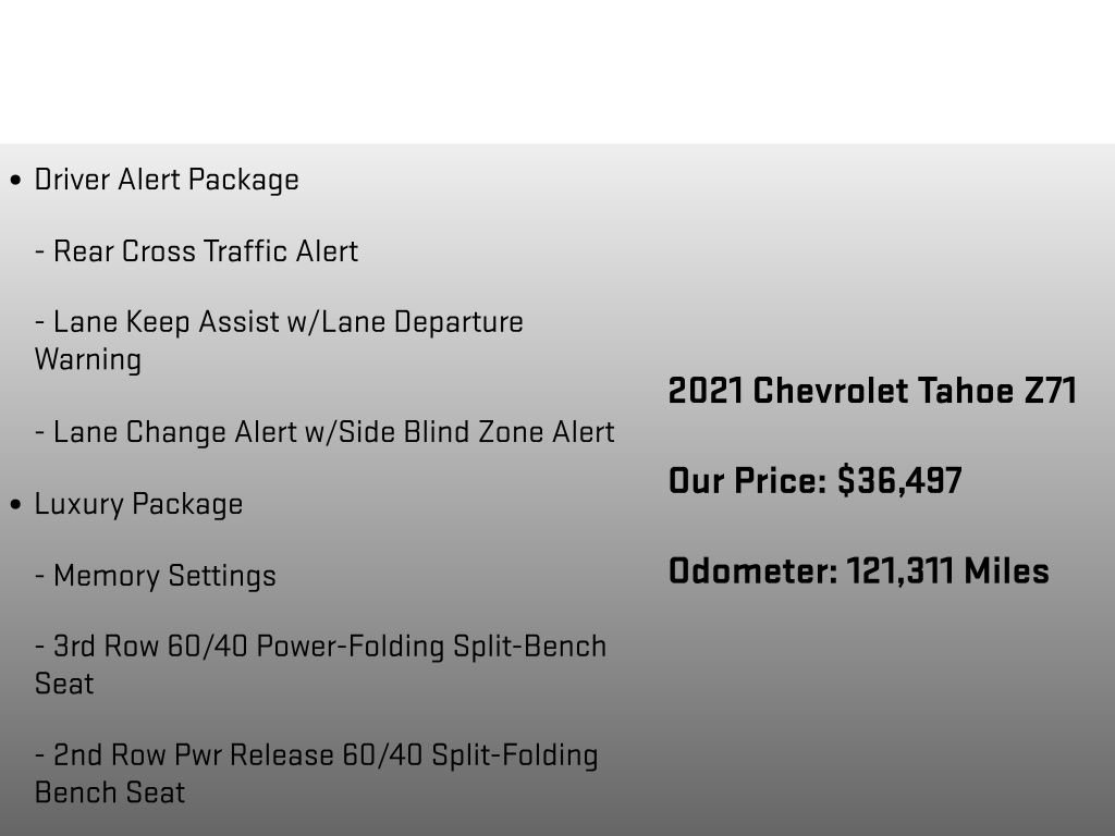 Used 2021 Chevrolet Tahoe Z71 w/ Z71 Off-Road Package image 25