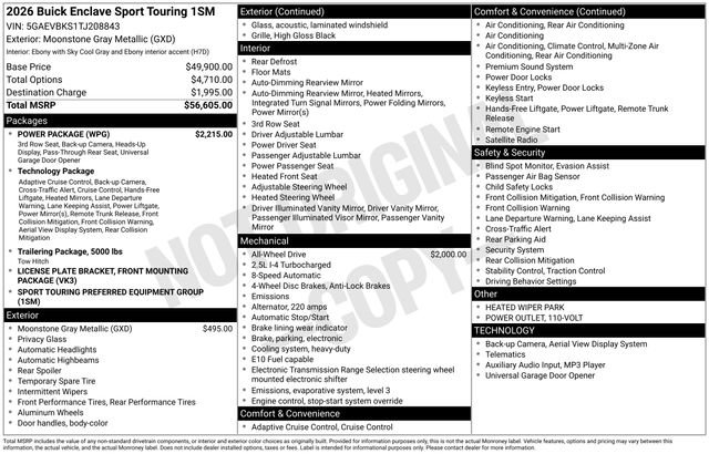 New 2026 Buick Enclave Sport Touring w/ Power Package image 3