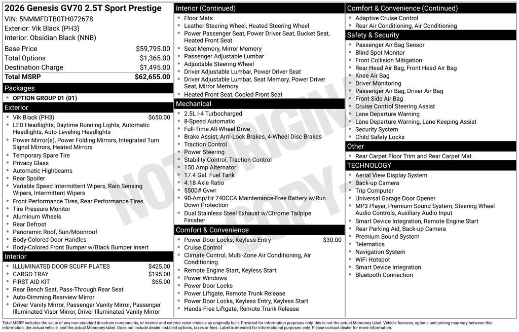 New 2026 Genesis GV70 2.5T Sport Prestige AWD/4WD image 26