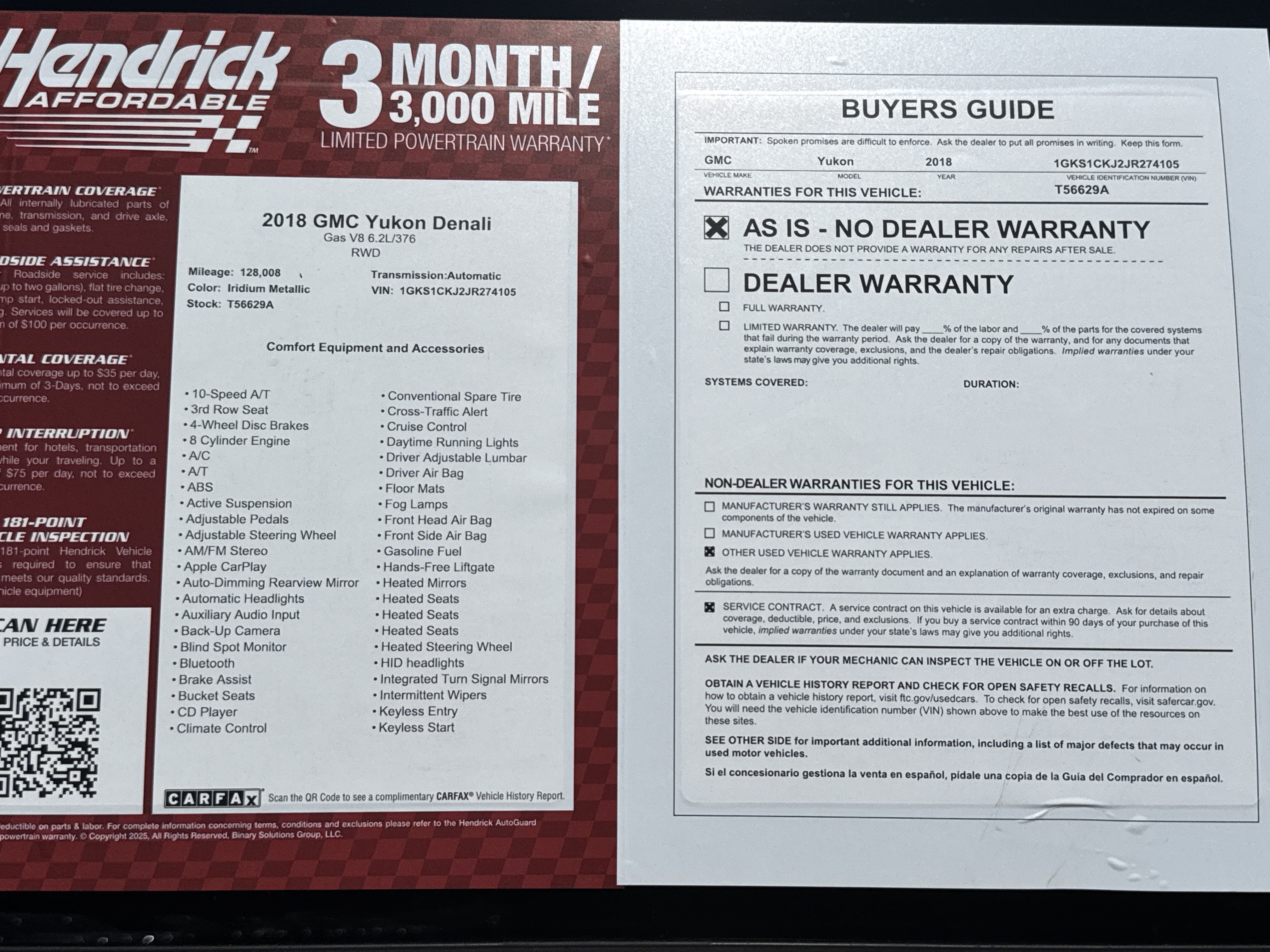 Used 2018 GMC Yukon Denali w/ Denali Ultimate Package RWD image 43