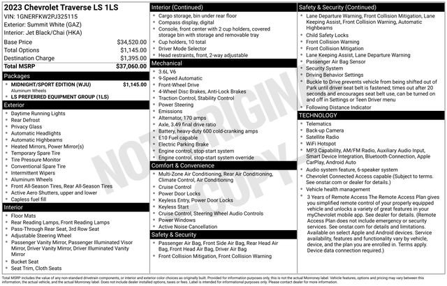 Used 2023 Chevrolet Traverse LS w/ Midnight/Sport Edition FWD image 5