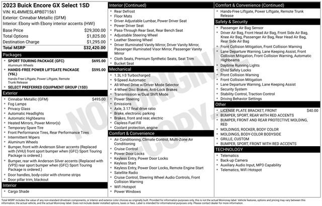 Certified 2023 Buick Encore GX Select w/ Sport Touring Package image 6