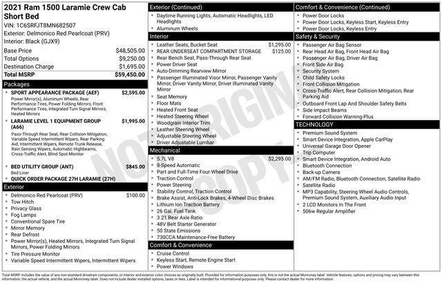 Used 2021 RAM 1500 Laramie w/ Sport Appearance Package AWD/4WD image 39