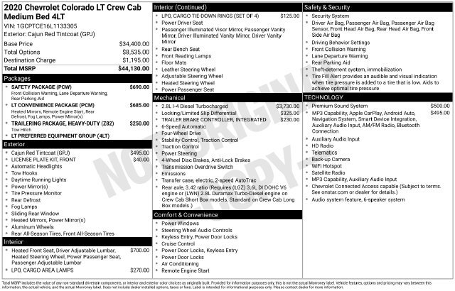Used 2020 Chevrolet Colorado LT w/ Safety Package AWD/4WD image 4