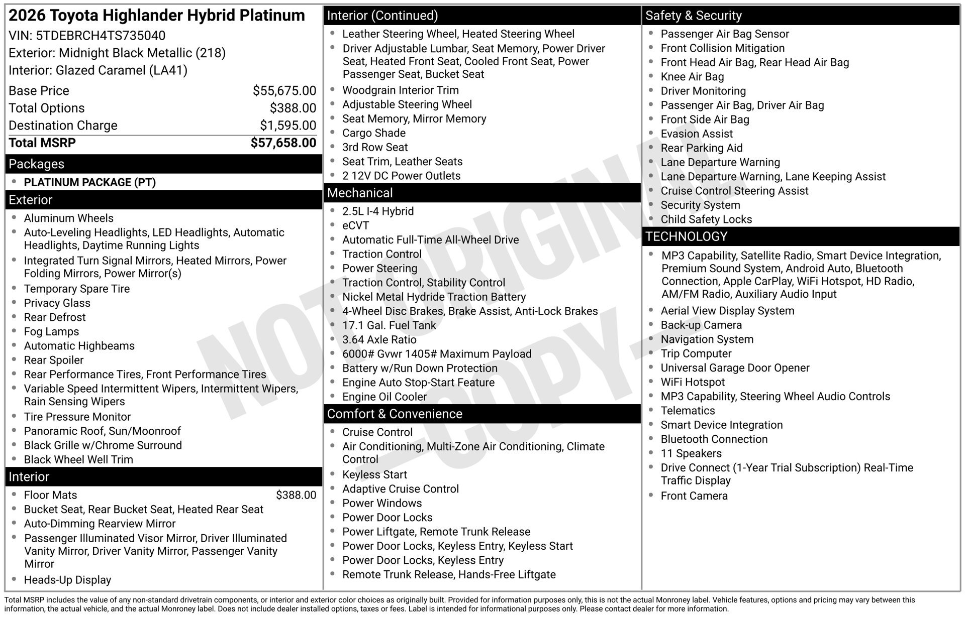 New 2026 Toyota Highlander Platinum AWD/4WD image 16