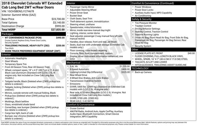 Used 2018 Chevrolet Colorado W/T w/ WT Convenience Package image 2