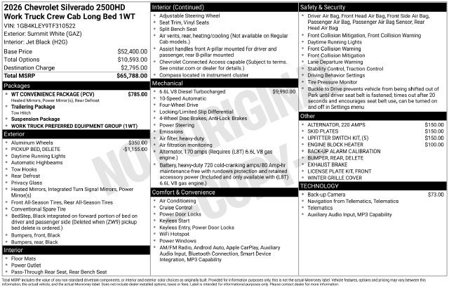 New 2026 Chevrolet Silverado 2500 W/T w/ WT Convenience Package AWD/4WD image 4