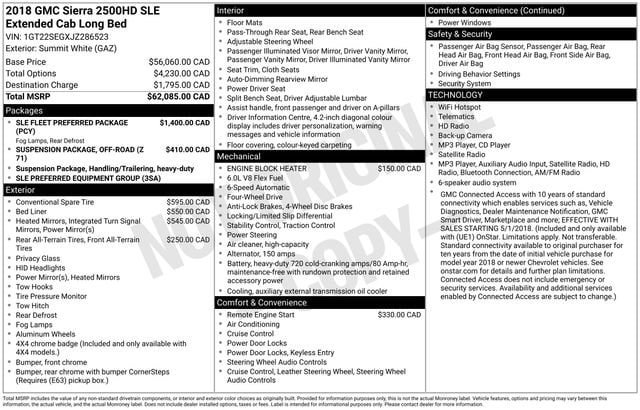 Certified 2018 GMC Sierra 2500 SLE w/ SLE Fleet Preferred Package AWD/4WD image 2
