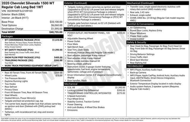 Used 2020 Chevrolet Silverado 1500 W/T w/ WT Convenience Package AWD/4WD image 3