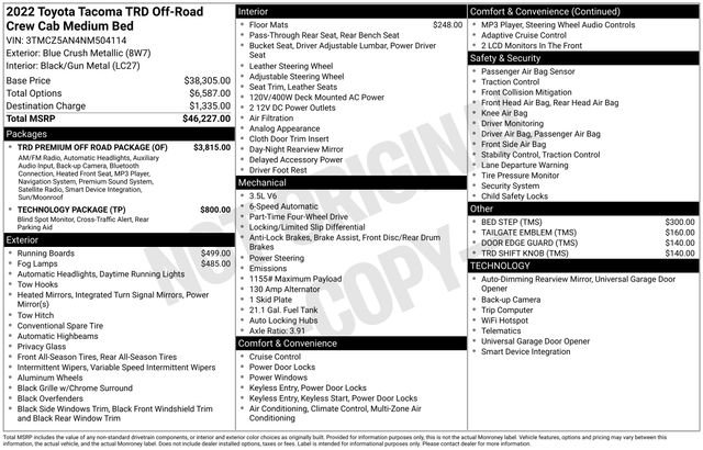 Used 2022 Toyota Tacoma TRD Off-Road w/ TRD Premium Off Road Package image 44