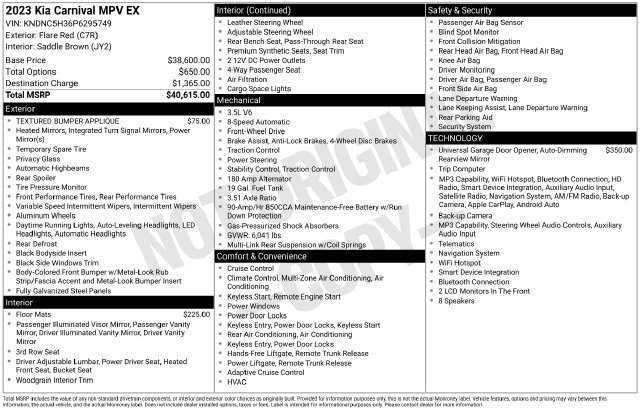 Used 2023 Kia Carnival EX FWD image 7