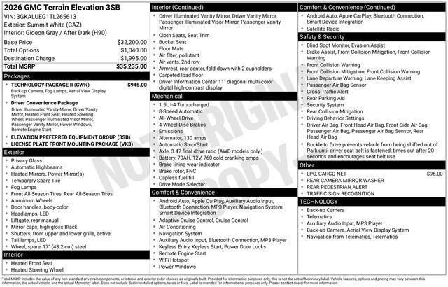 New 2026 GMC Terrain Elevation w/ Technology Package II image 10