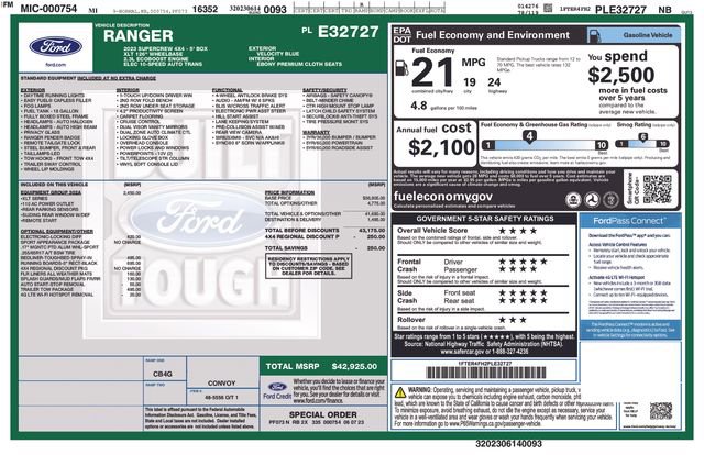 Certified 2023 Ford Ranger XLT w/ Equipment Group 302A High image 44