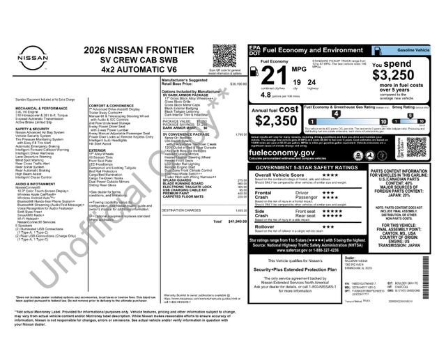 New 2026 Nissan Frontier SV w/ SV Convenience Package RWD image 23