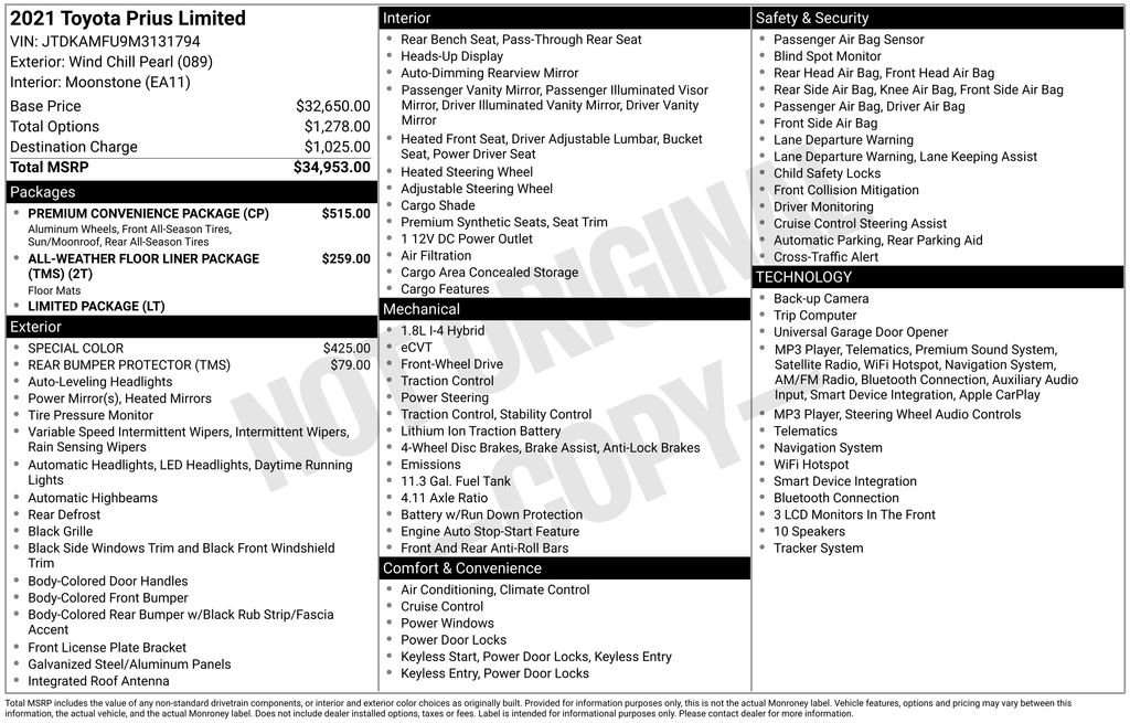 Used 2021 Toyota Prius Limited w/ Premium Convenience Package FWD image 11