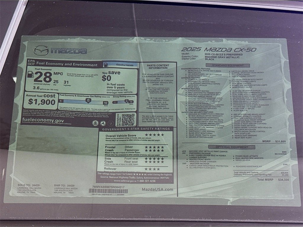 New 2025 MAZDA CX-50 AWD 2.5 S w/ Weather Package image 20