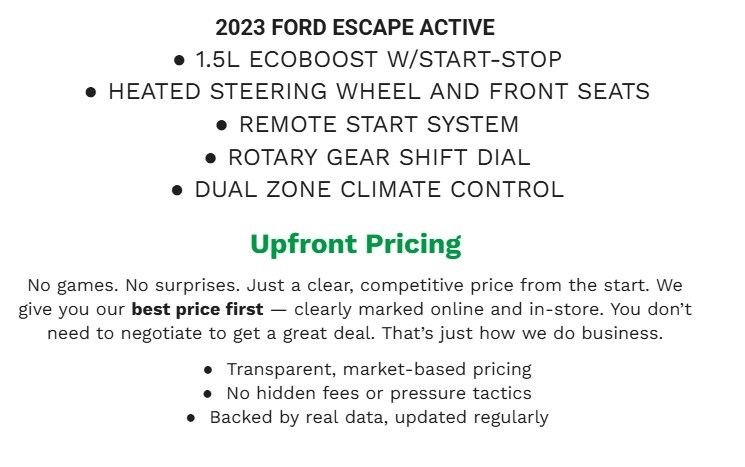 Certified 2023 Ford Escape Active w/ Cold Weather Package FWD image 2