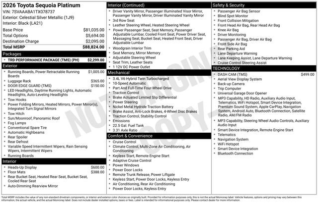 Used 2026 Toyota Sequoia Platinum w/ TRD Performance Package (TMS) AWD/4WD image 13
