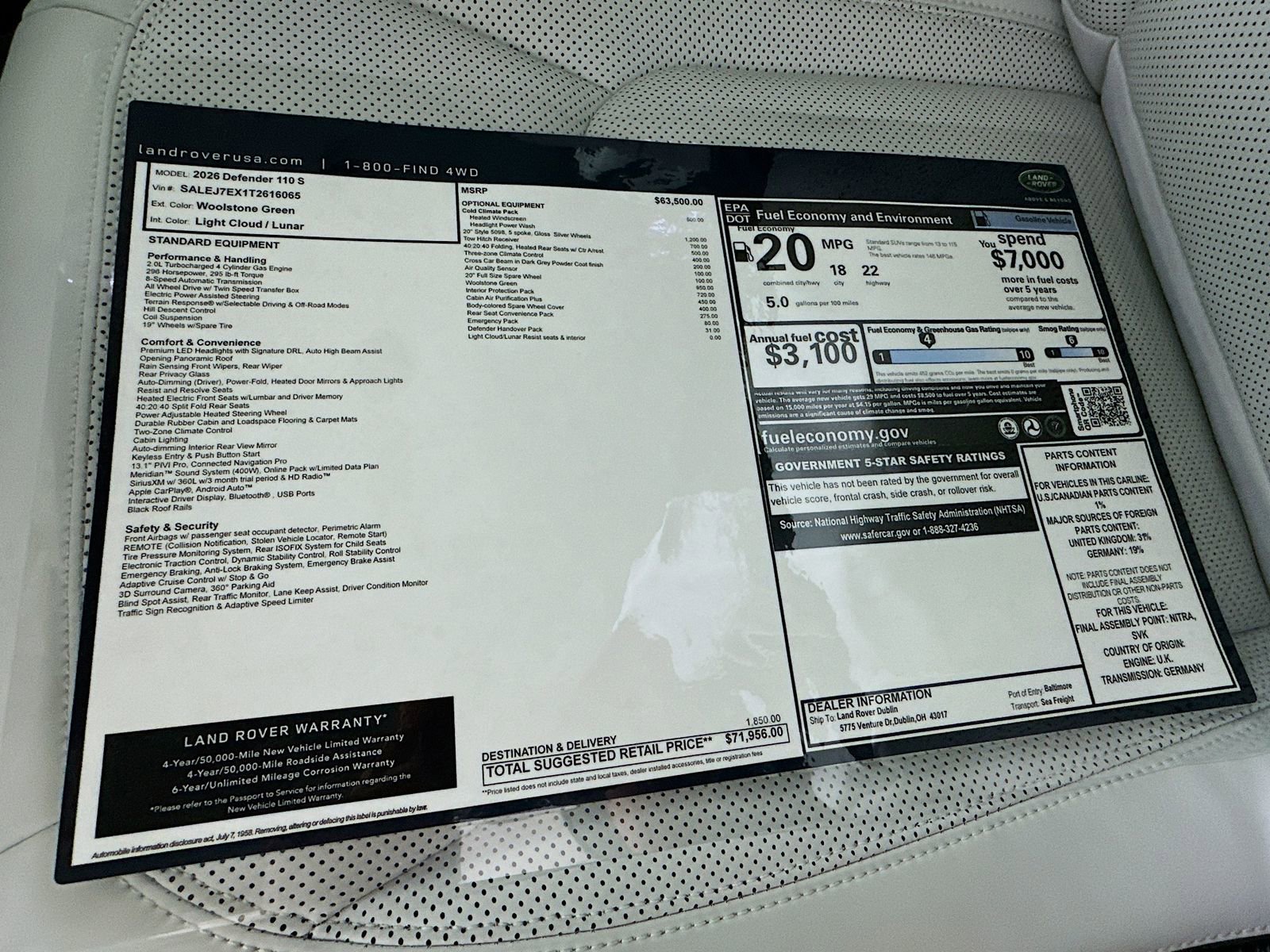 New 2026 Land Rover Defender 110 S AWD/4WD image 9
