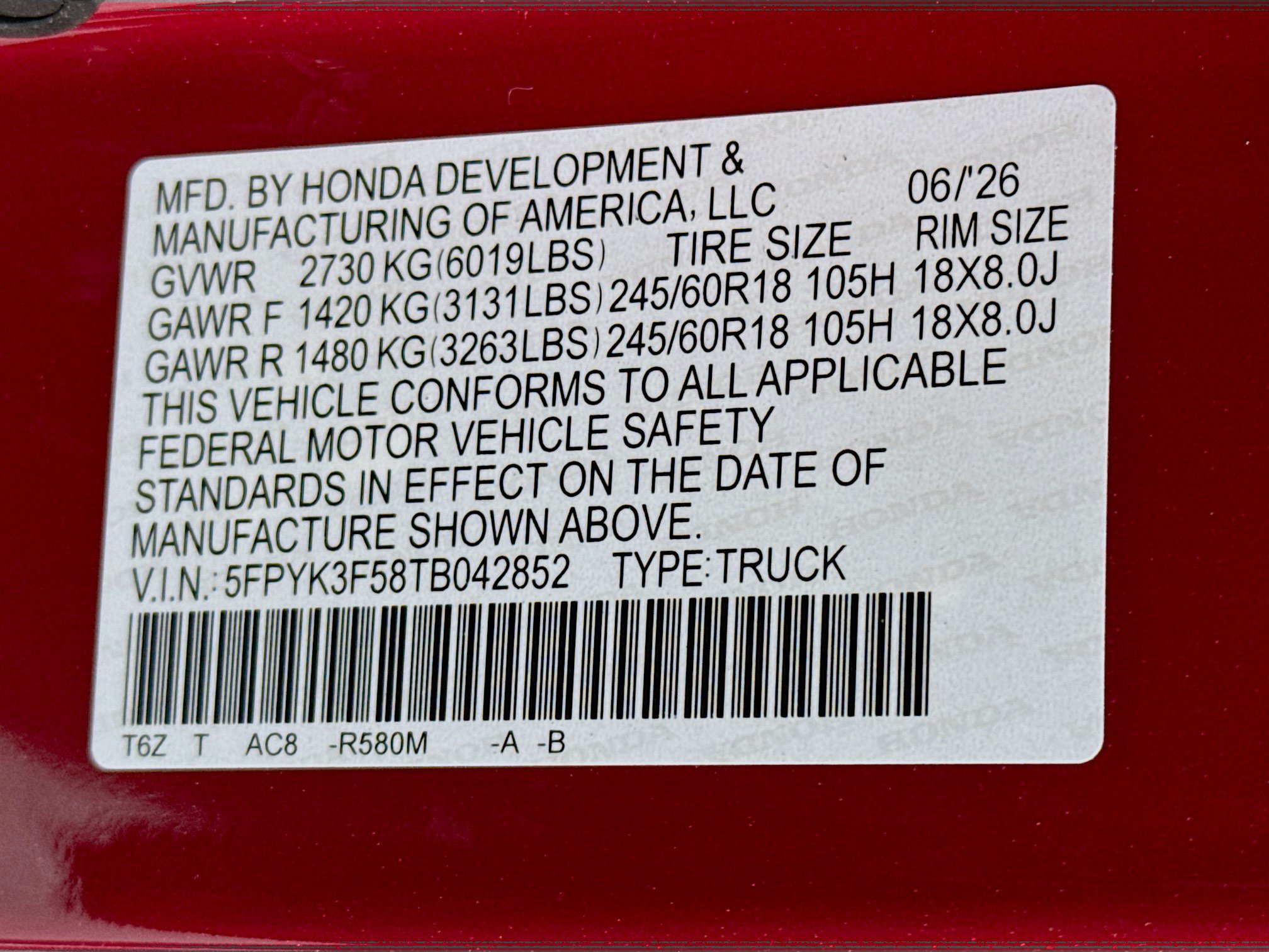 New 2026 Honda Ridgeline RTL image 31
