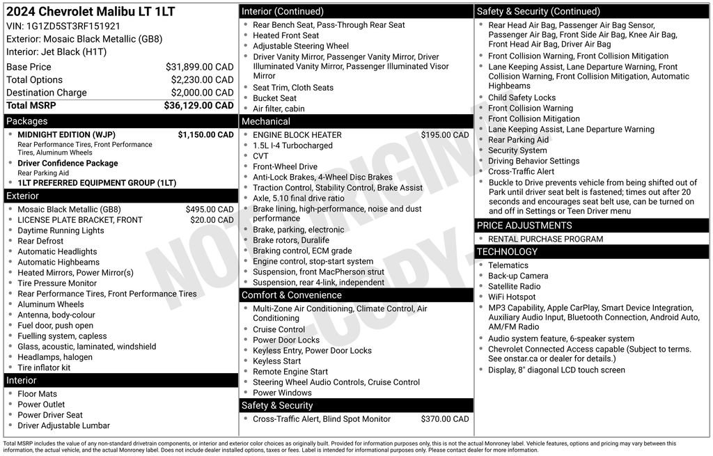 Used 2024 Chevrolet Malibu LT w/ Midnight Edition FWD image 10