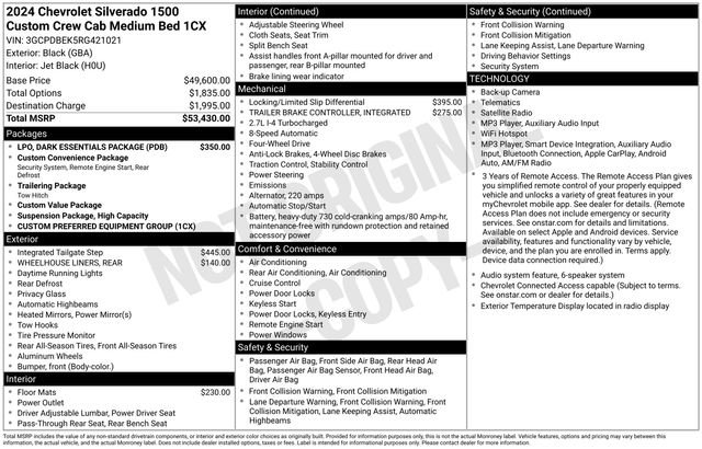 Used 2024 Chevrolet Silverado 1500 Custom w/ LPO, Dark Essentials Package AWD/4WD image 28