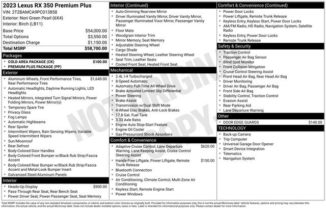 Used 2023 Lexus RX 350 Premium Plus w/ Cold Area Package image 9
