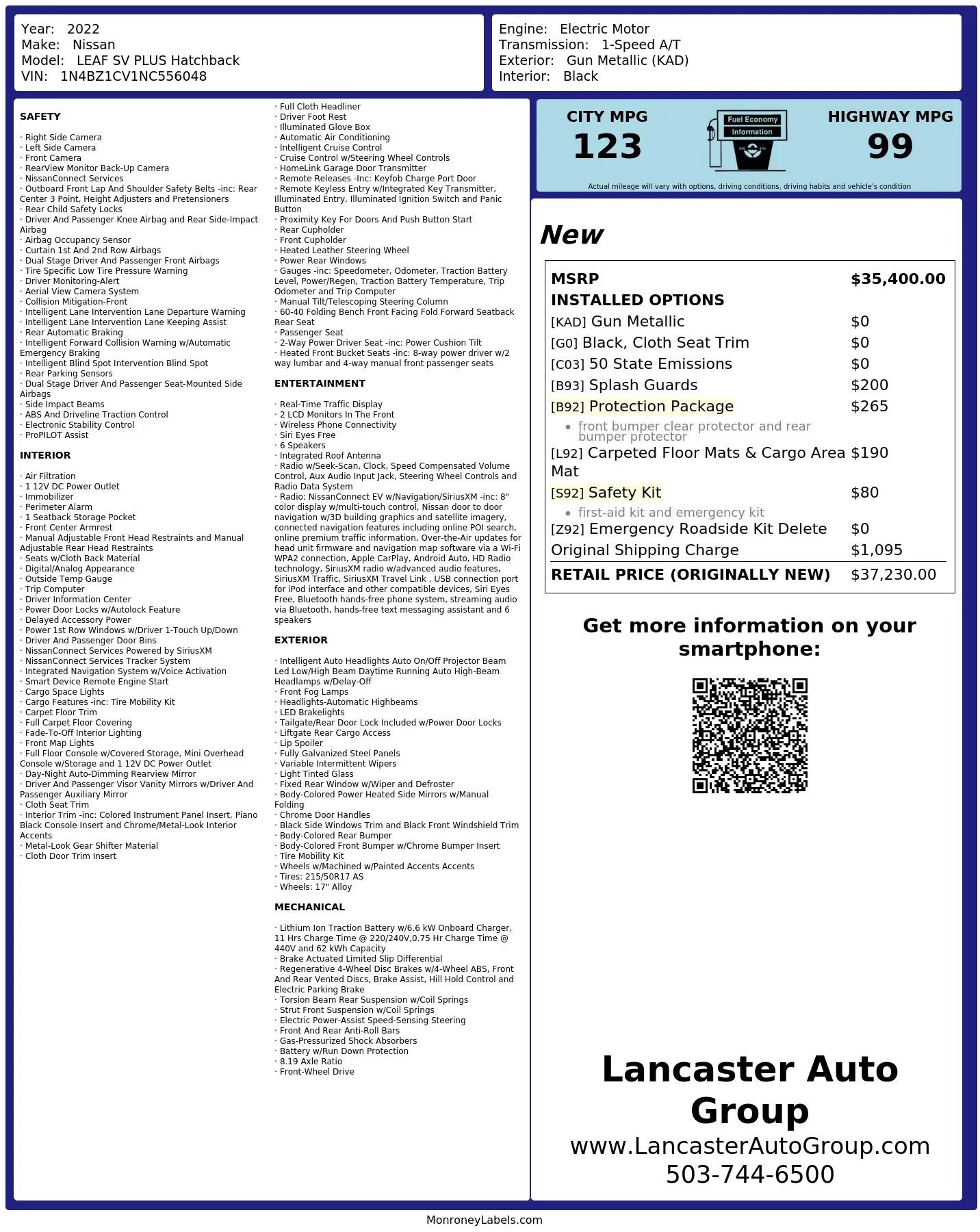 Used 2022 Nissan Leaf SV Plus w/ Protection Package FWD image 2