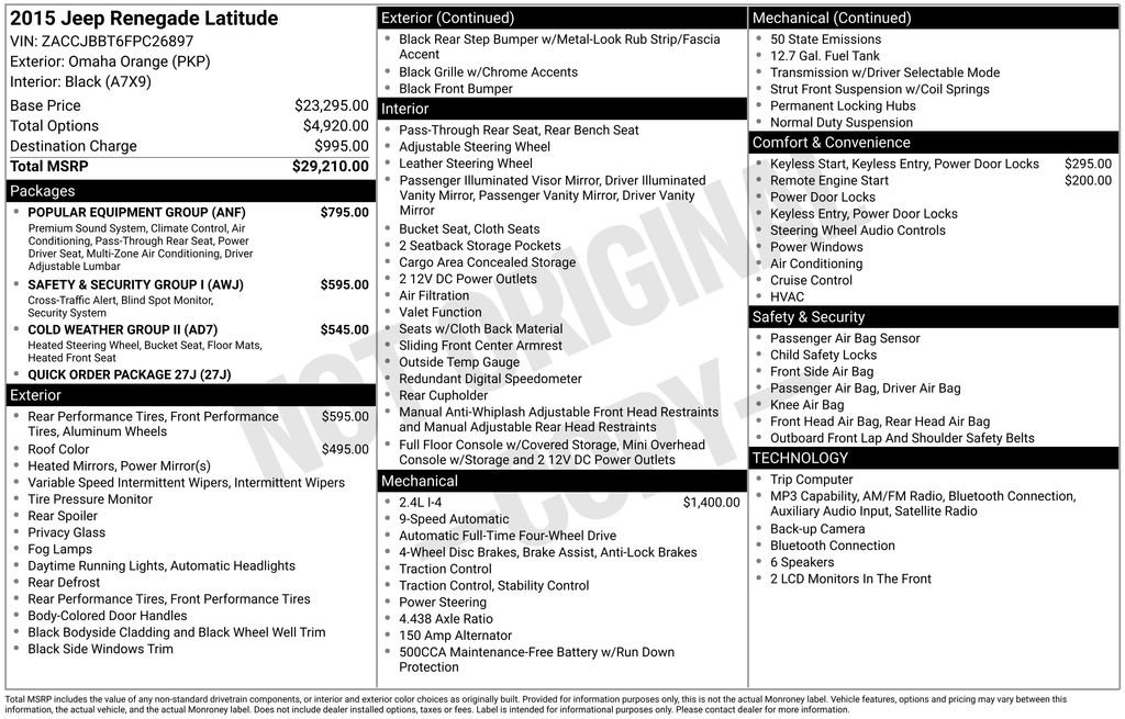 Used 2015 Jeep Renegade Latitude w/ Popular Equipment Group AWD/4WD image 36