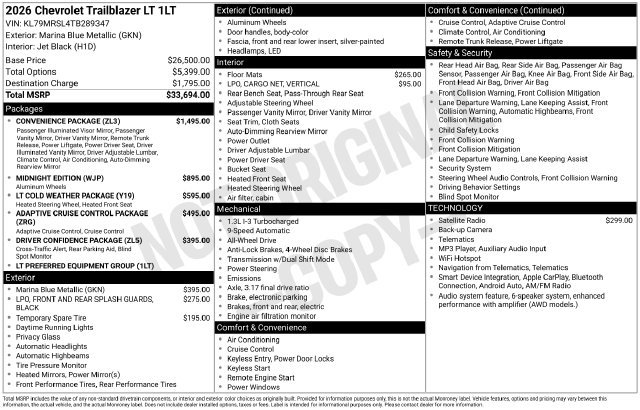 New 2026 Chevrolet TrailBlazer LT w/ Convenience Package AWD/4WD image 4