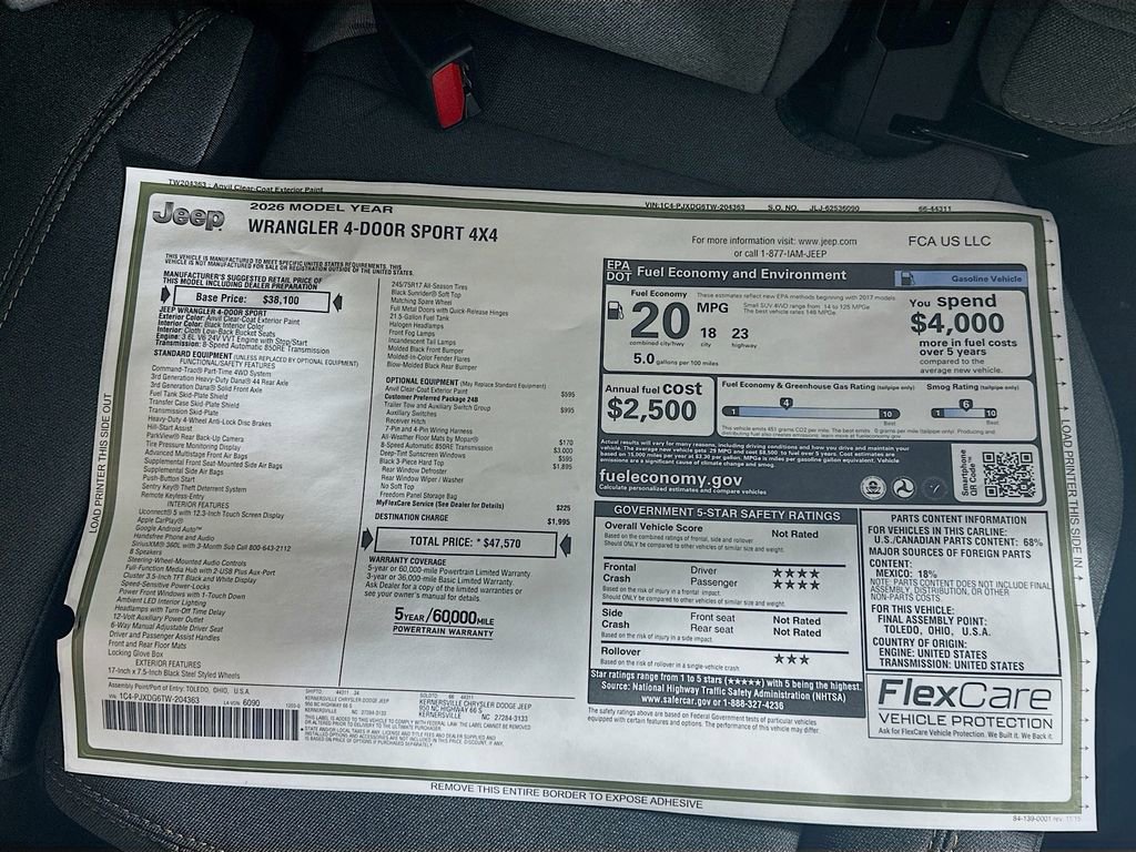 New 2026 Jeep Wrangler Unlimited Sport AWD/4WD image 21