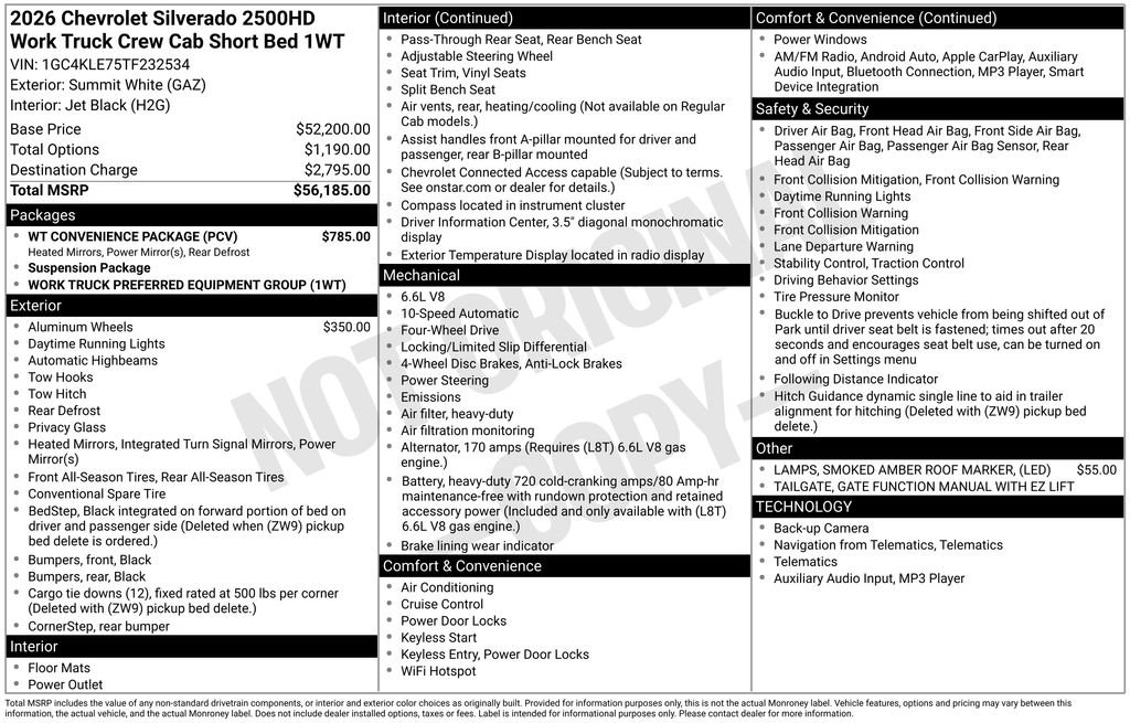 New 2026 Chevrolet Silverado 2500 W/T w/ WT Convenience Package AWD/4WD image 5