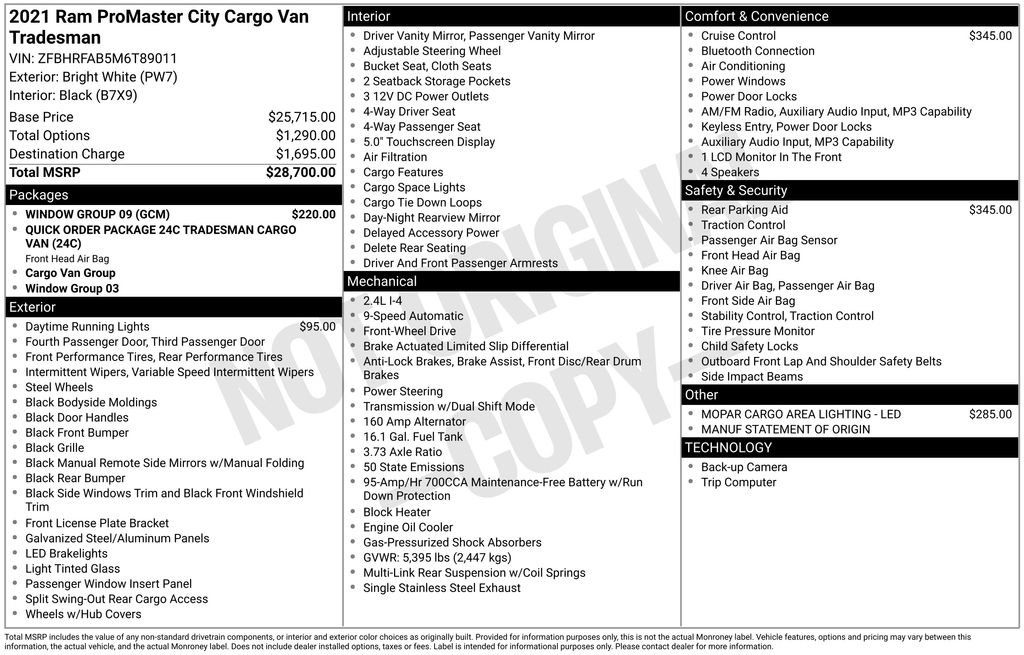 Used 2021 RAM ProMaster City Tradesman w/ Window Group 09 image 24