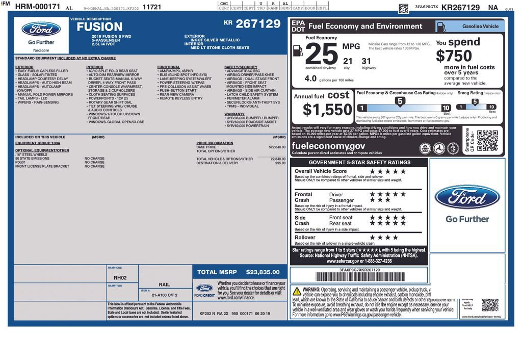 Used 2019 Ford Fusion S image 22