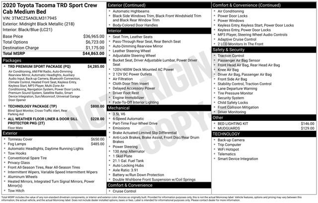 Used 2020 Toyota Tacoma TRD Sport w/ TRD Premium Sport Package image 13