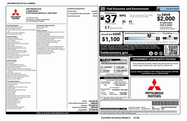 Used 2021 Mitsubishi Mirage G4 ES image 3