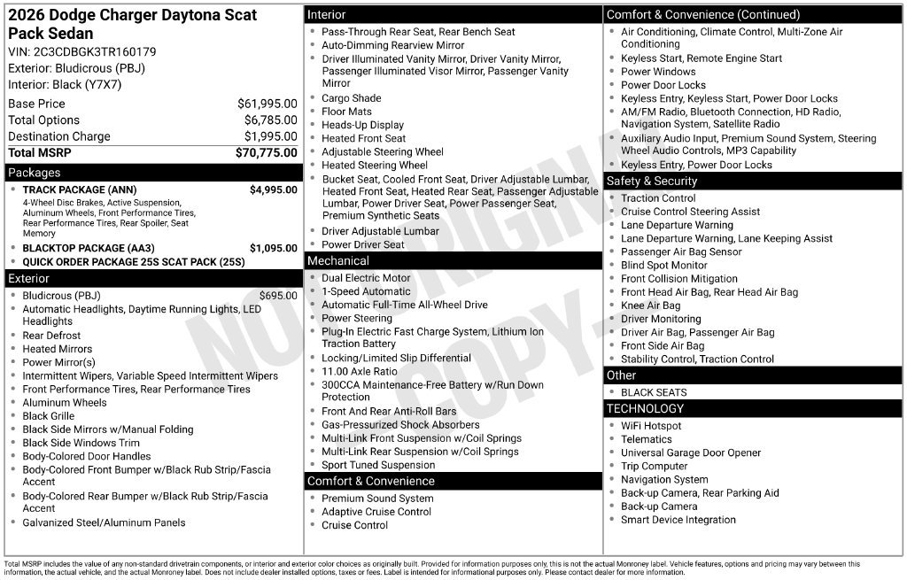 New 2026 Dodge Charger Daytona Scat Pack w/ Track Package AWD/4WD image 7