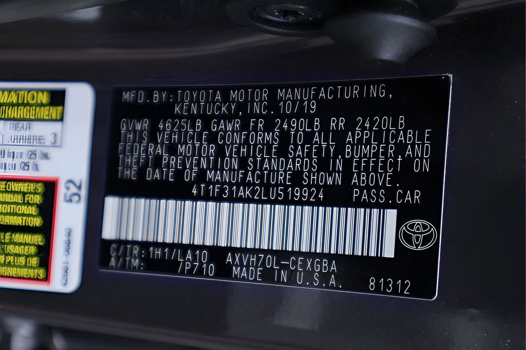Certified 2020 Toyota Camry XLE FWD image 27