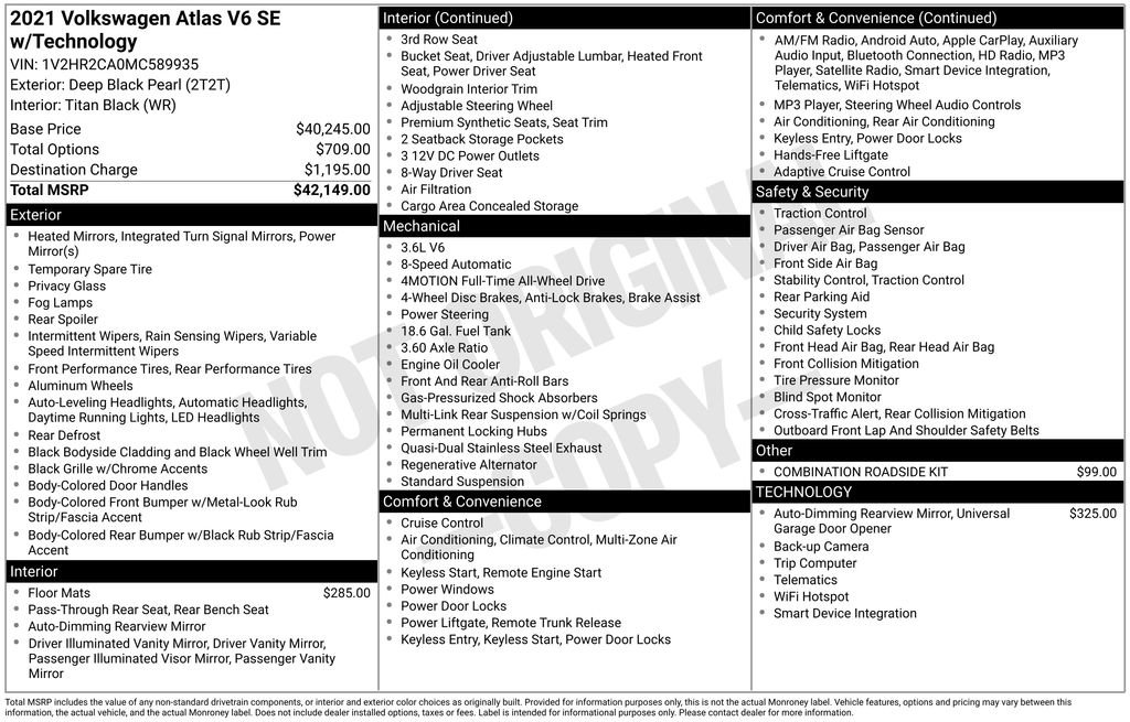 Used 2021 Volkswagen Atlas SE image 15