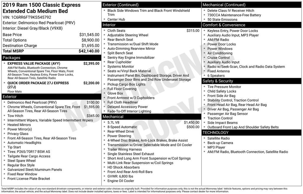 Used 2019 RAM 1500 Express w/ Express Value Package RWD image 17