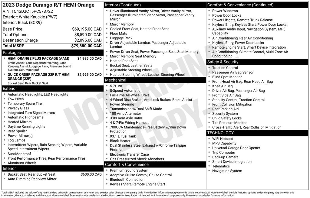 Used 2023 Dodge Durango R/T w/ Hemi Orange Plus Package AWD/4WD image 32