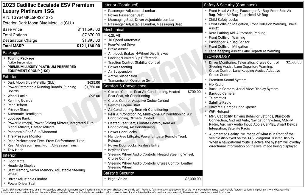 Used 2023 Cadillac Escalade ESV Premium Luxury Platinum AWD/4WD image 4