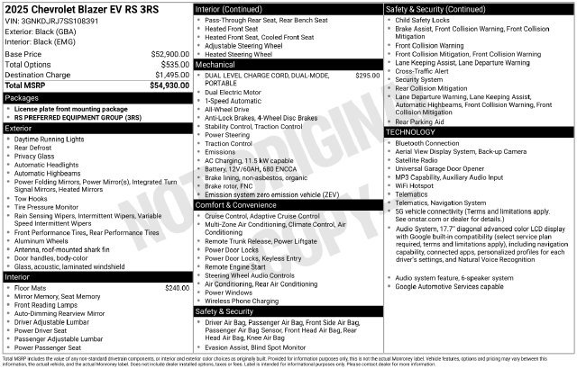 Certified 2025 Chevrolet Blazer EV RS AWD/4WD image 27