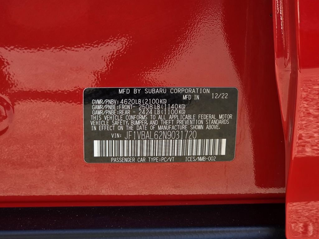 Certified 2022 Subaru WRX Limited image 32