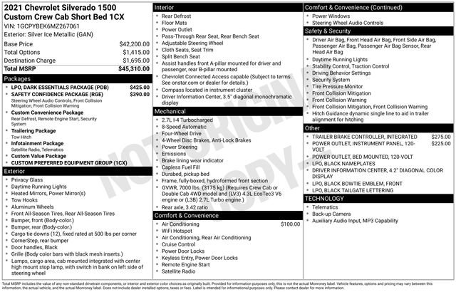 Certified 2021 Chevrolet Silverado 1500 Custom w/ LPO, Dark Essentials Package AWD/4WD image 4